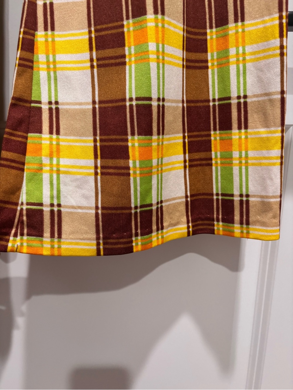 Vintage made in France 70’s Plaid Wide-Leg Pants in Brown, Yellow, Cream & Green - Picture 2 of 9